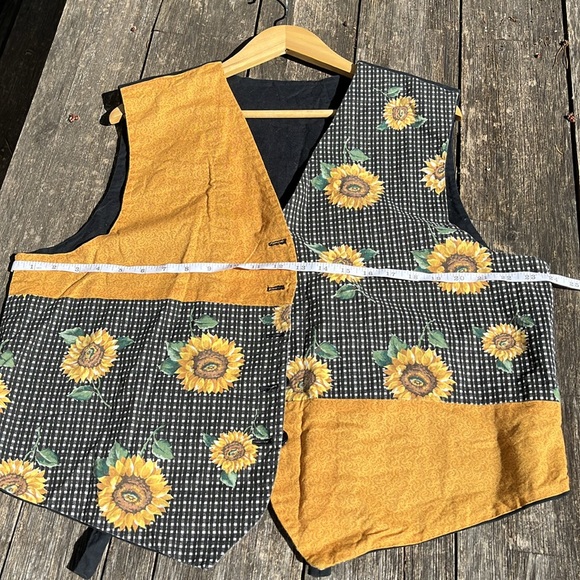 Handmade sunflower vest, vintage, women’s XL - Picture 8 of 9